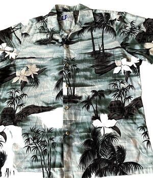 RJC Hawaiian Hibiscus Men's Hawaiian Shirt Limited Palm Trees Scenery Size XL